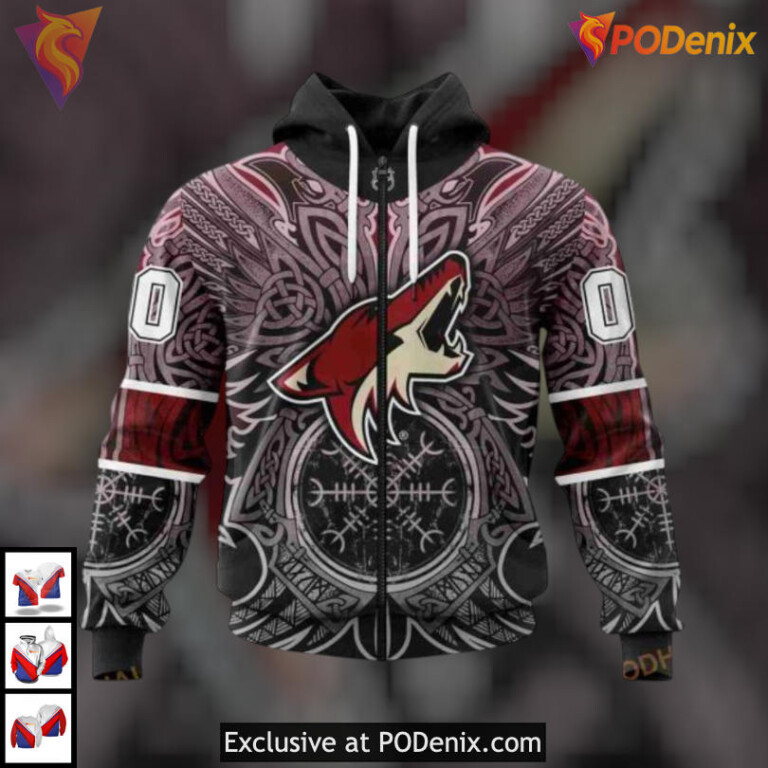 Norse Viking Symbols Artwork Arizona Coyotes Full Print Hoodie Heritage Edition