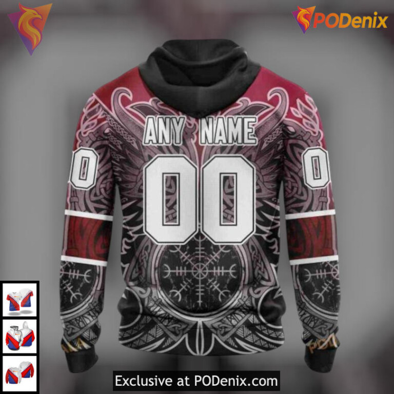 Norse Viking Symbols Artwork Arizona Coyotes Full Print Hoodie Heritage Edition - 1
