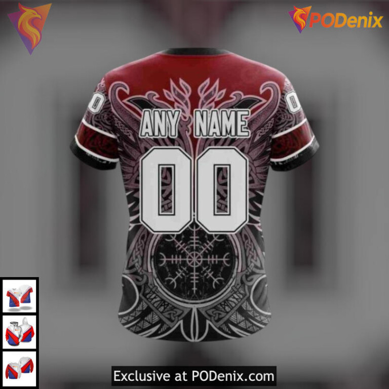 Norse Viking Symbols Artwork Arizona Coyotes Full Print Hoodie Heritage Edition - 2