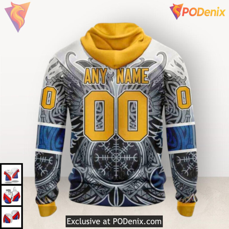 Norse Viking Symbols Artwork Nashville Predators Graphic Hoodie Custom Design - 2