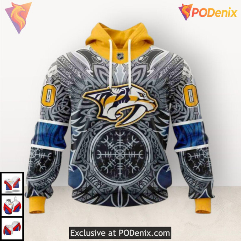 Norse Viking Symbols Artwork Nashville Predators Graphic Hoodie Custom Design - 3