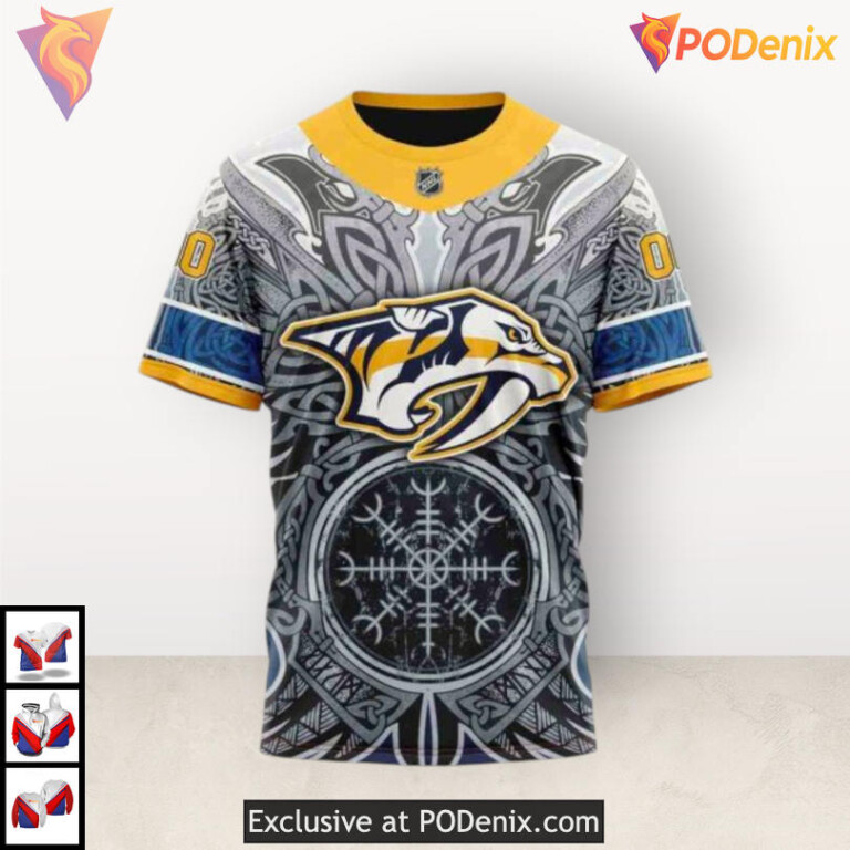Norse Viking Symbols Artwork Nashville Predators Graphic Hoodie Custom Design - 4