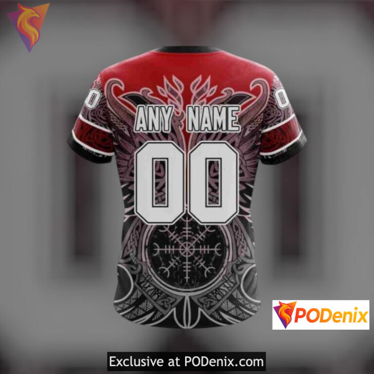 Norse Viking Symbols Artwork Retro New Jersey Devils Hoodie Custom Sweatshirt - 1