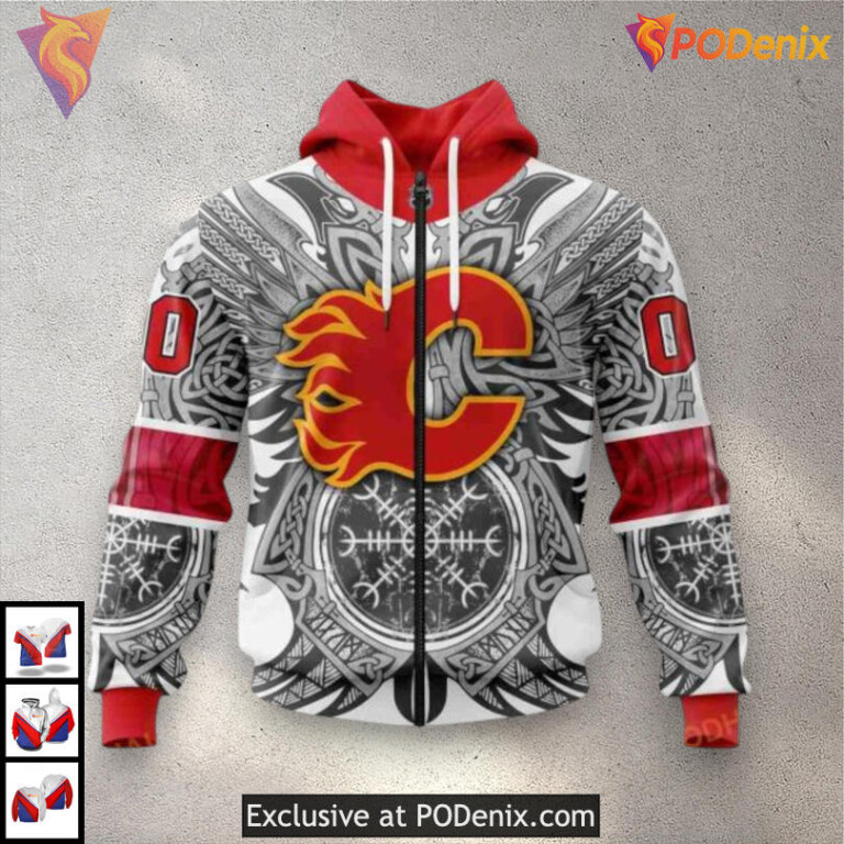 Norse Viking Symbols Calgary Flames Personalized 3D Hoodie for Fans