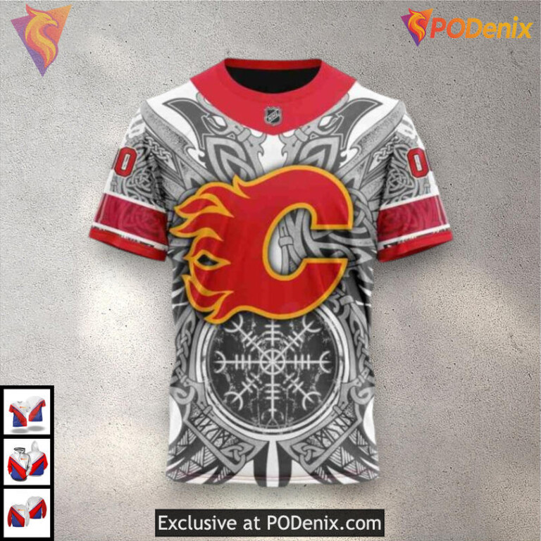 Norse Viking Symbols Calgary Flames Personalized 3D Hoodie for Fans - 4