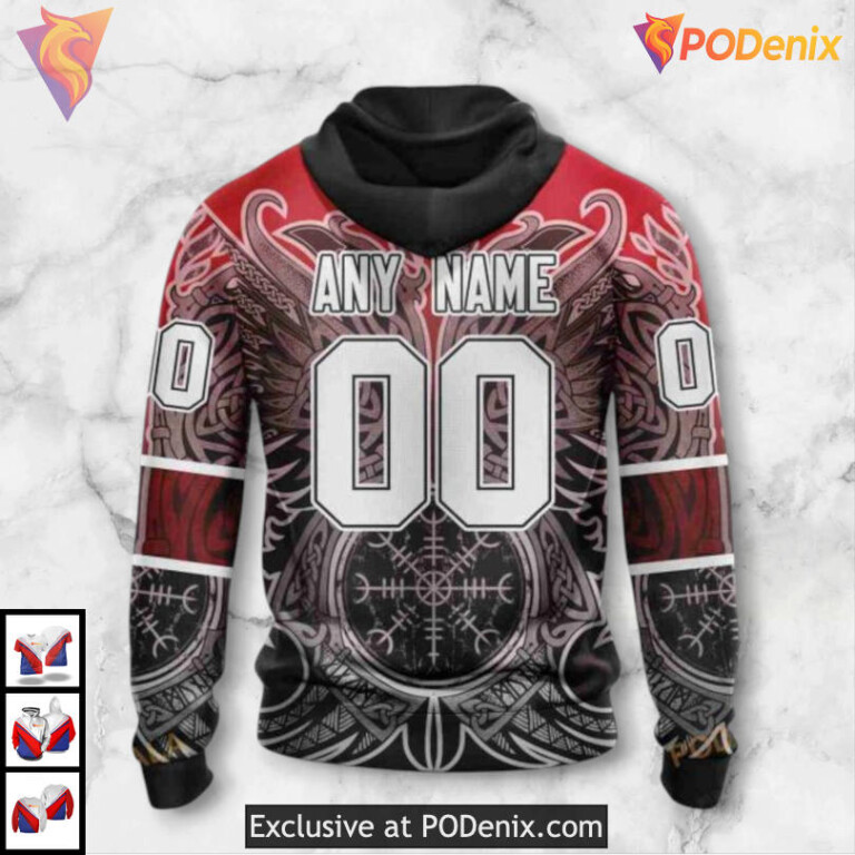 Norse Viking Symbols Concept Carolina Hurricanes Sweatshirt Hoodie 3D - 2