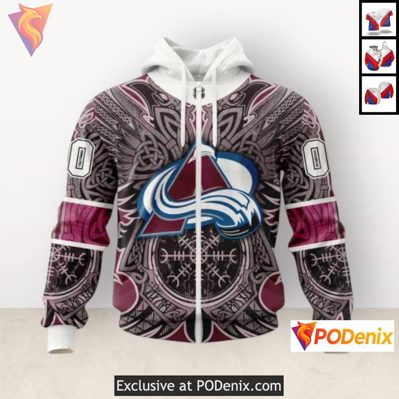 Norse Viking Symbols Graphic Colorado Avalanche Fan Hoodie Custom 3D Apparel