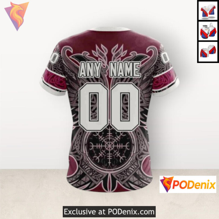Norse Viking Symbols Graphic Colorado Avalanche Fan Hoodie Custom 3D Apparel - 1