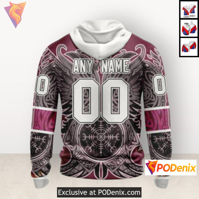 Norse Viking Symbols Graphic Colorado Avalanche Fan Hoodie Custom 3D Apparel - 2