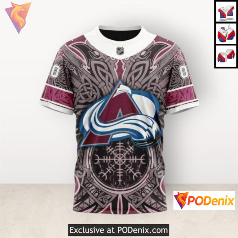 Norse Viking Symbols Graphic Colorado Avalanche Fan Hoodie Custom 3D Apparel - 4