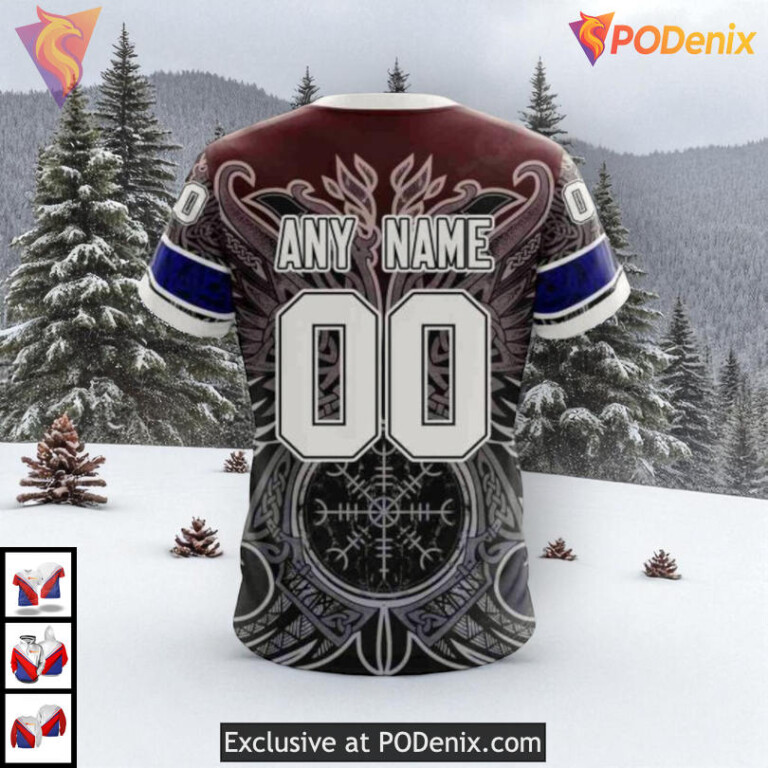 Norse Viking Symbols Pattern NHL Vintage Montreal Canadiens Hoodie 3D - 1