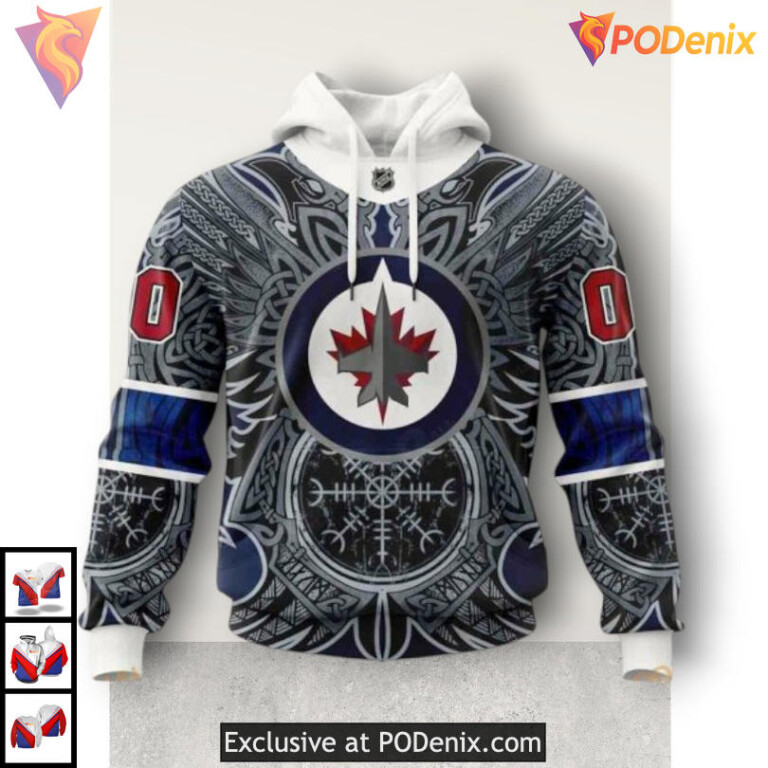 Retro Gradient 3D Artwork Custom Number Winnipeg Jets Hoodie Custom NHL Gear - 1
