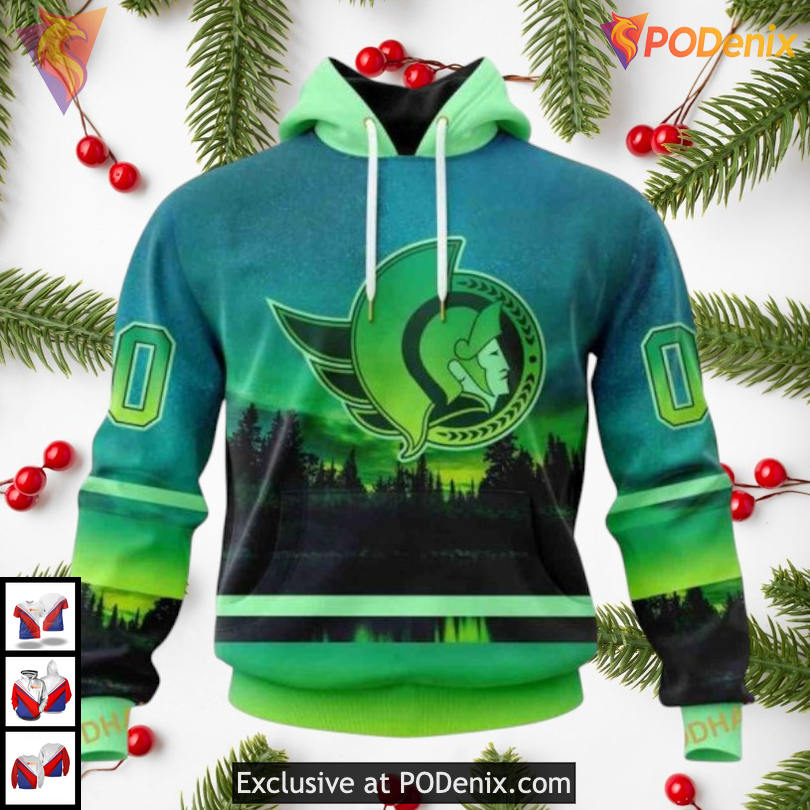 Northern Light Aurora Design NHL Ottawa Senators Full Print Hoodie 3D Northern Light Aurora Design NHL Ottawa Senators Full Print Hoodie 3D