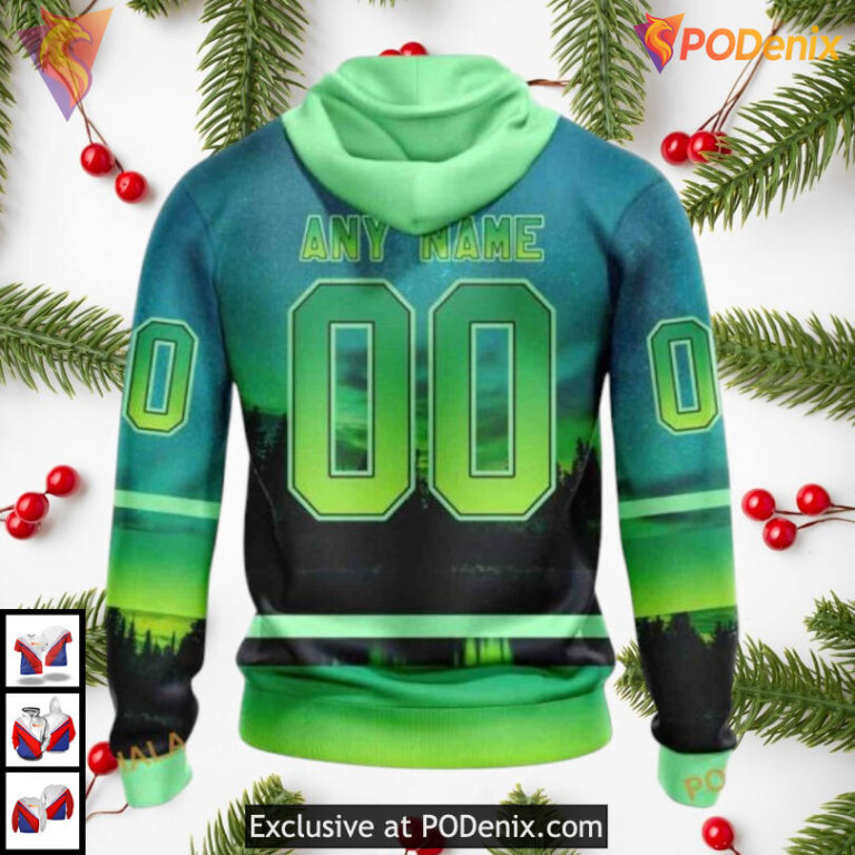 Northern Light Aurora Design NHL Ottawa Senators Full Print Hoodie 3D - 1