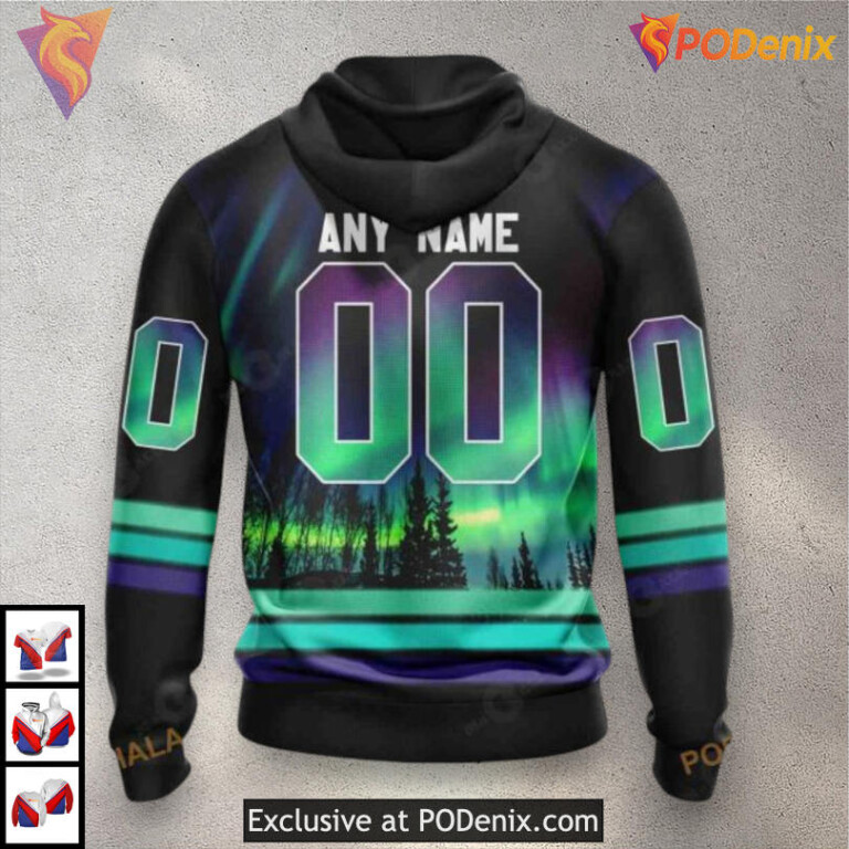 Northern Lights Artwork Calgary Flames Graphic Hoodie 3D NHL Sweatshirt - 2
