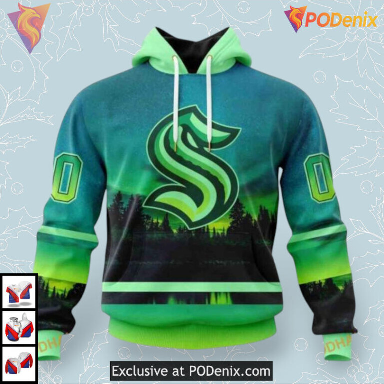Northern Lights Aurora Design Custom Seattle Kraken Hoodie 3D Full Print