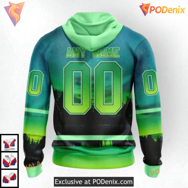 Northern Lights Aurora Design NHL Montreal Canadiens Pullover Hoodie 3D - 1