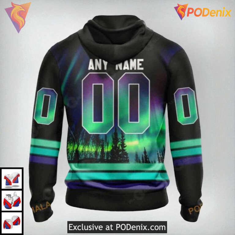 Northern Lights Aurora Effect NHL Montreal Canadiens Hoodie 3D Custom - 1