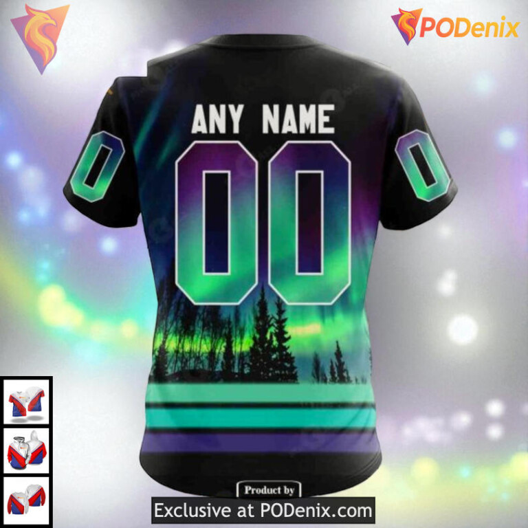 Northern Lights Aurora Effect NHL Montreal Canadiens Hoodie 3D Custom - 3