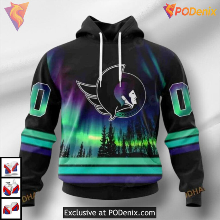 Northern Lights Aurora Effect NHL Ottawa Senators Sweatshirt Hoodie 3D