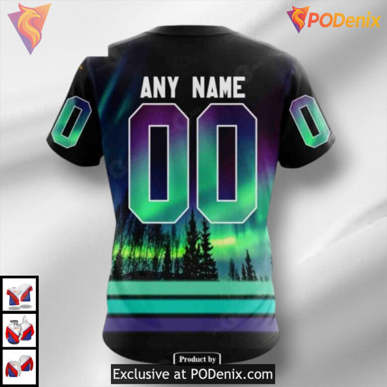 Northern Lights Aurora Effect NHL Ottawa Senators Sweatshirt Hoodie 3D - 2