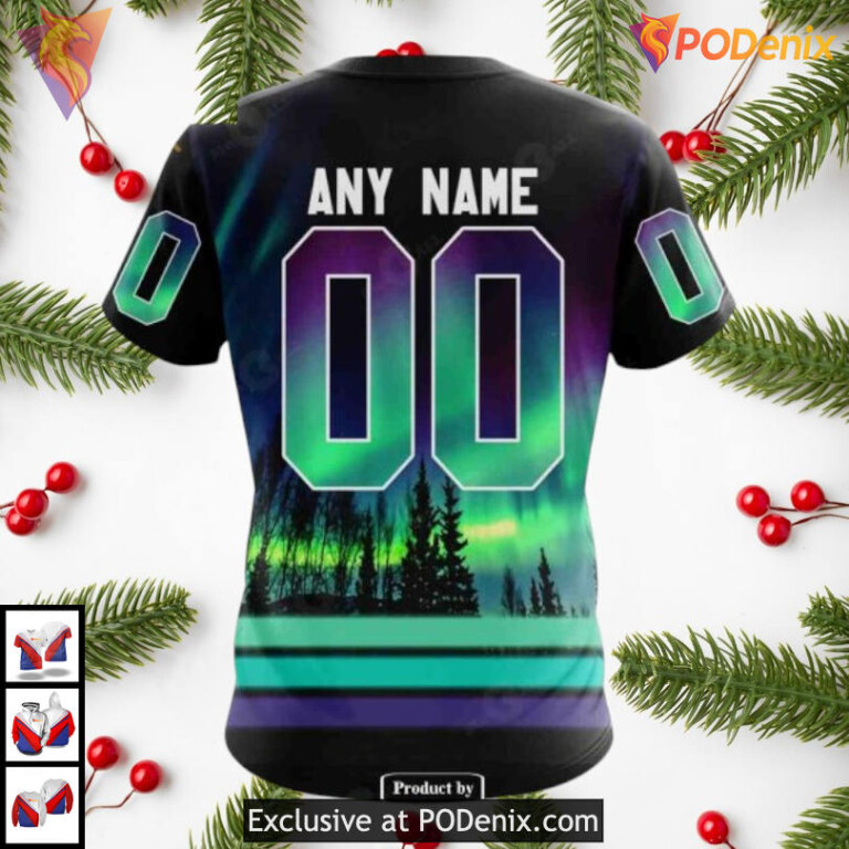 Northern Lights Aurora Scene Tribute Seattle Kraken Zip Up Hoodie 3D NHL - 3
