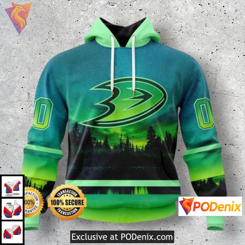 Northern Lights Design Anaheim Ducks 3D All Over Print Hoodie Custom Apparel