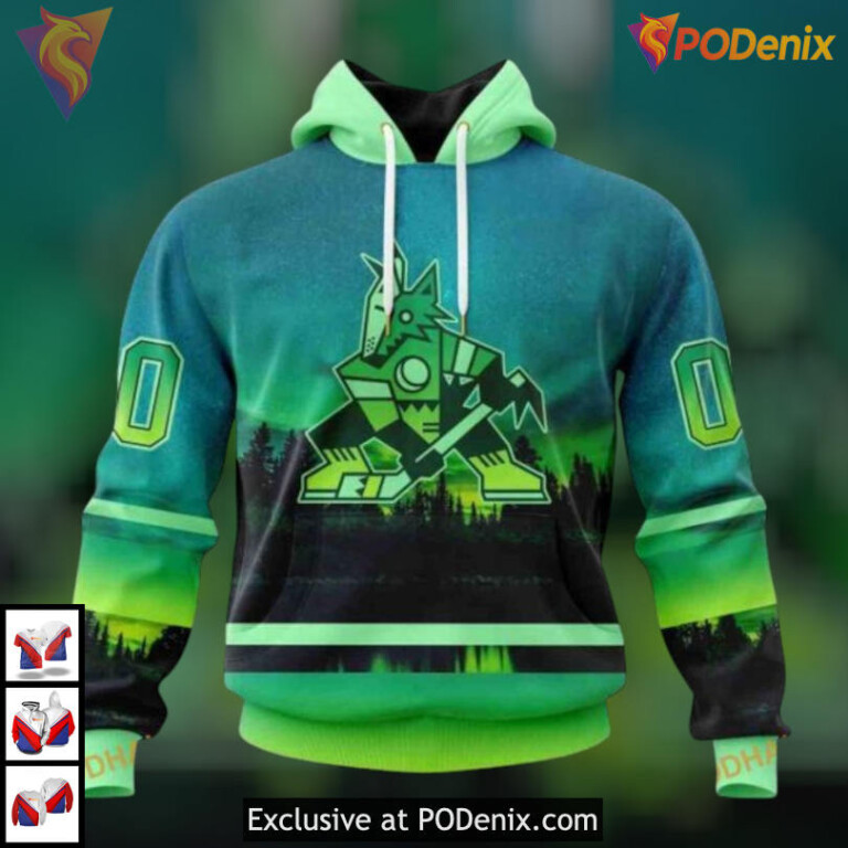 Northern Lights Full Print Arizona Coyotes Holiday Hoodie Custom Apparel