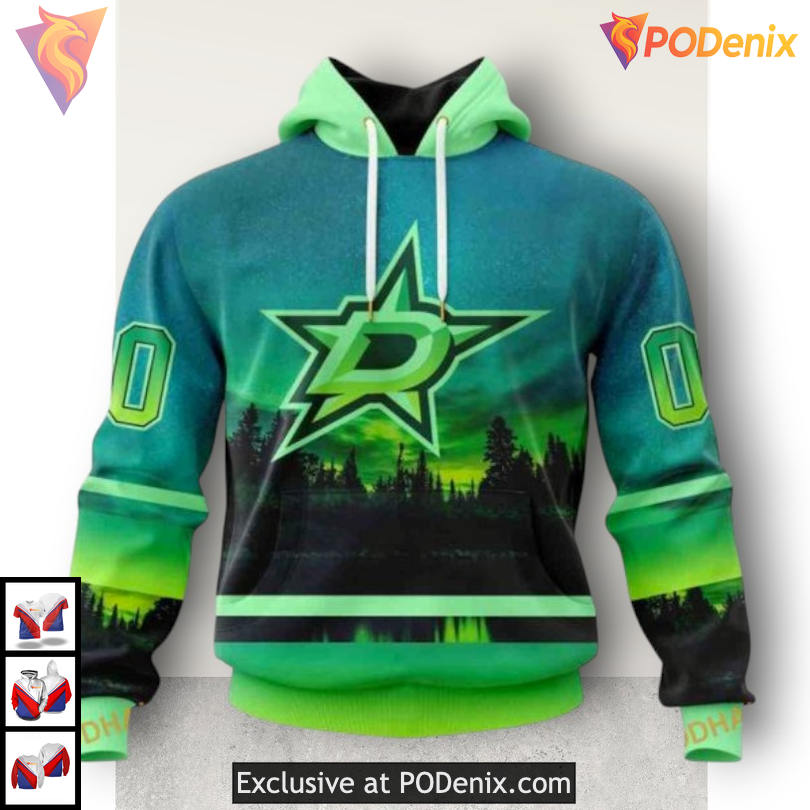 Northern Lights Full Print Style Dallas Stars Full Print Hoodie Custom 3D