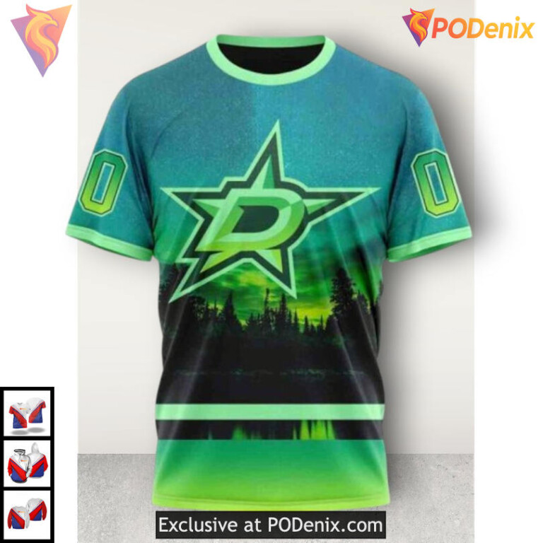 Northern Lights Full Print Style Dallas Stars Full Print Hoodie Custom 3D - 2