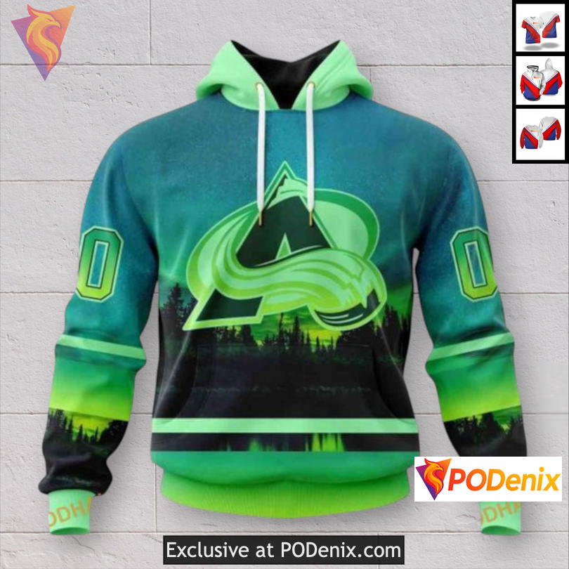 Northern Lights Full Printed Personalized Colorado Avalanche Hoodie 3D Edition Northern Lights Full Printed Personalized Colorado Avalanche Hoodie 3D Edition
