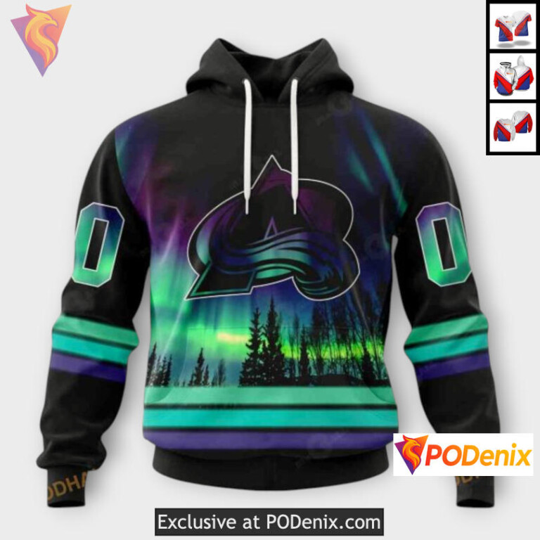 Northern Lights Inspired Artwork Colorado Avalanche Christmas Hoodie Custom 3D