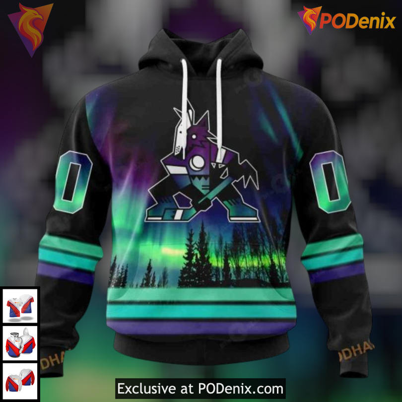 Northern Lights Inspired Design Arizona Coyotes Sweatshirt Hoodie Personalized