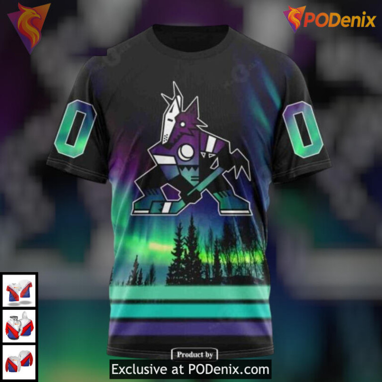 Northern Lights Inspired Design Arizona Coyotes Sweatshirt Hoodie Personalized - 2