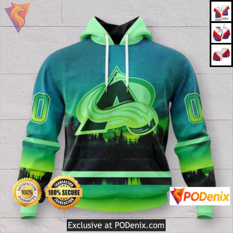 Northern Lights Inspired Design Colorado Avalanche Warm Hoodie Custom 3D
