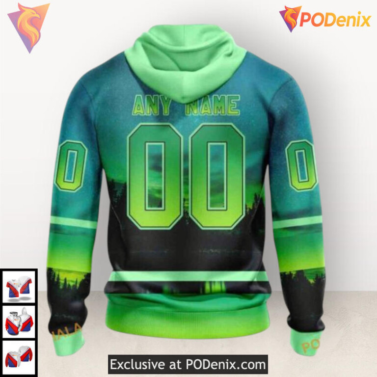 Northern Lights Inspired Print Nashville Predators Graphic Hoodie Custom 3D - 1