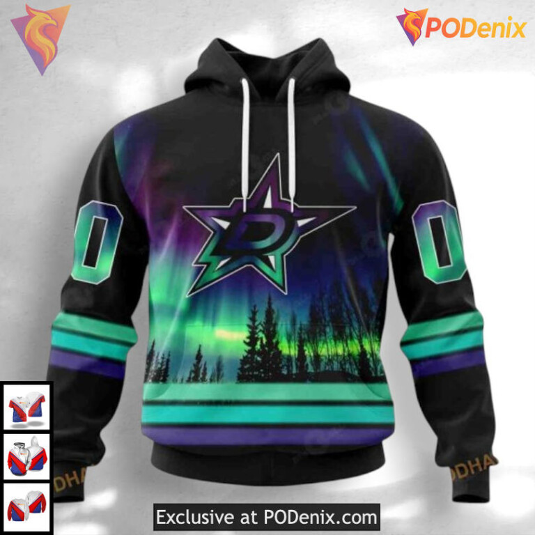 Northern Lights Inspired Theme Dallas Stars All Over Print Hoodie 3D Custom