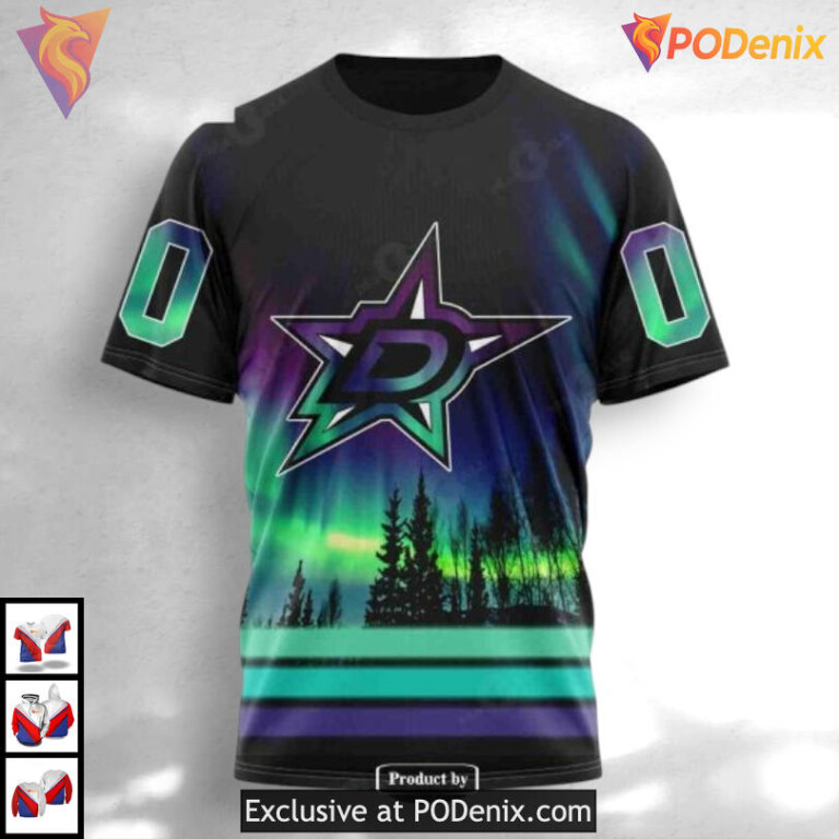 Northern Lights Inspired Theme Dallas Stars All Over Print Hoodie 3D Custom - 2