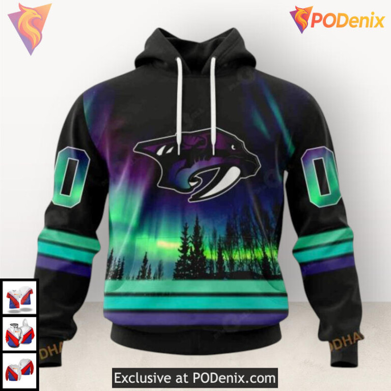 Northern Lights Theme Custom Nashville Predators Hoodie 3D Special Edition