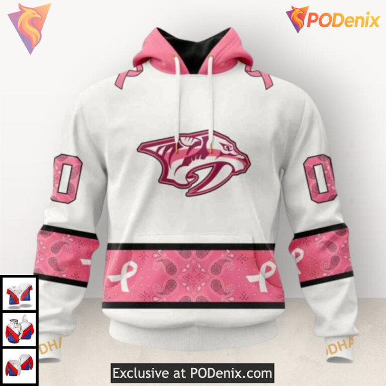 October Pink Ribbon Tribute Nashville Predators 3D Hoodie Breast Cancer Design