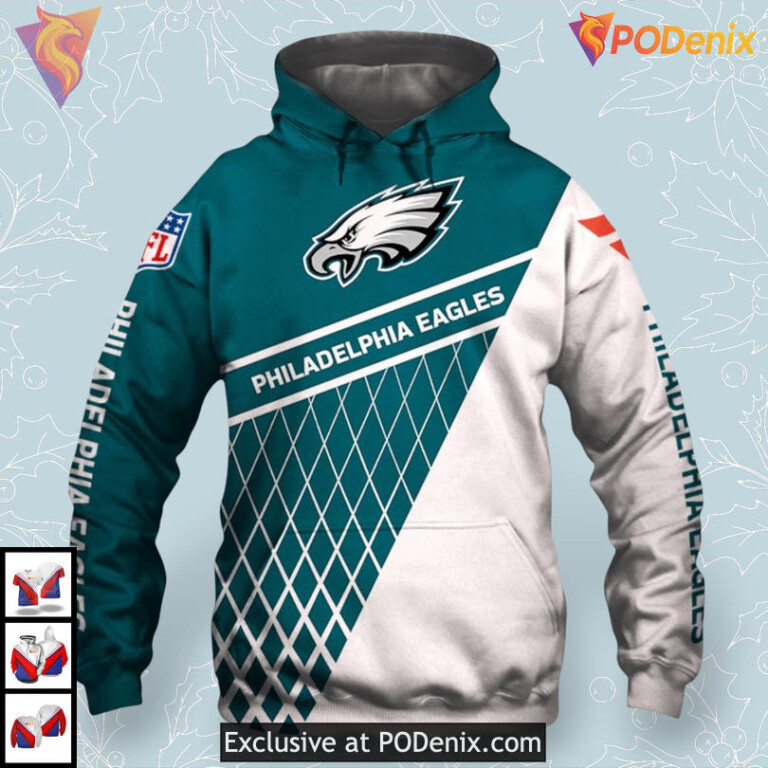 Official NFL Pattern Womens Philadelphia Eagles Hoodie Custom Zip Up Hoodie