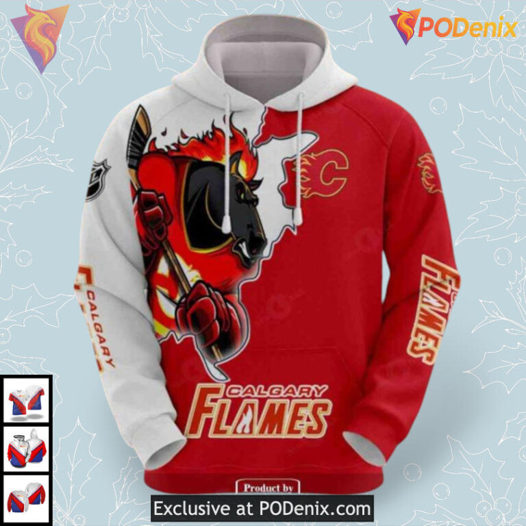 Official Teamwear Calgary Flames Womens Hoodie 3D Sweatshirt NHL Style