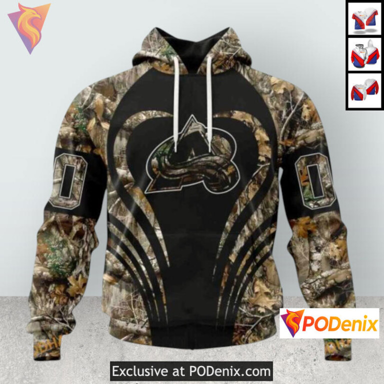 Outdoor Camo Hunting Style Colorado Avalanche Full Zip Hoodie Sweatshirt 3D
