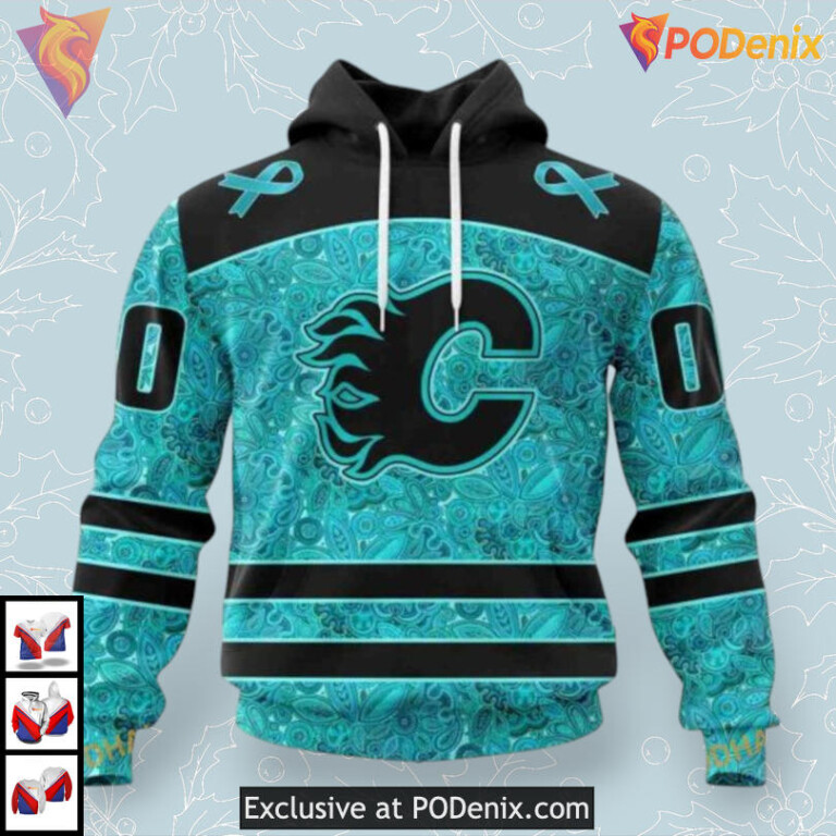 Ovarian Cancer Awareness Custom Calgary Flames Kids Hoodie 3D Edition
