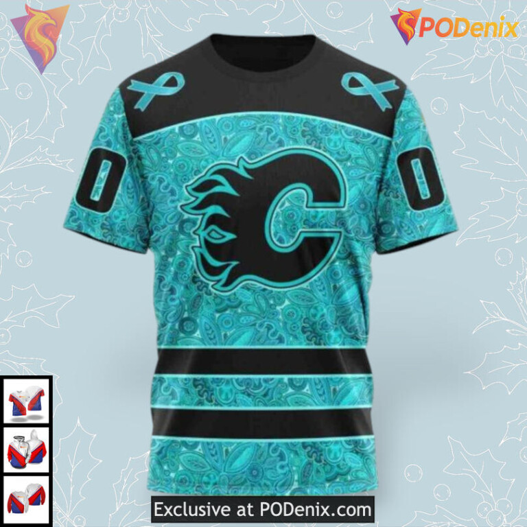 Ovarian Cancer Awareness Custom Calgary Flames Kids Hoodie 3D Edition - 2