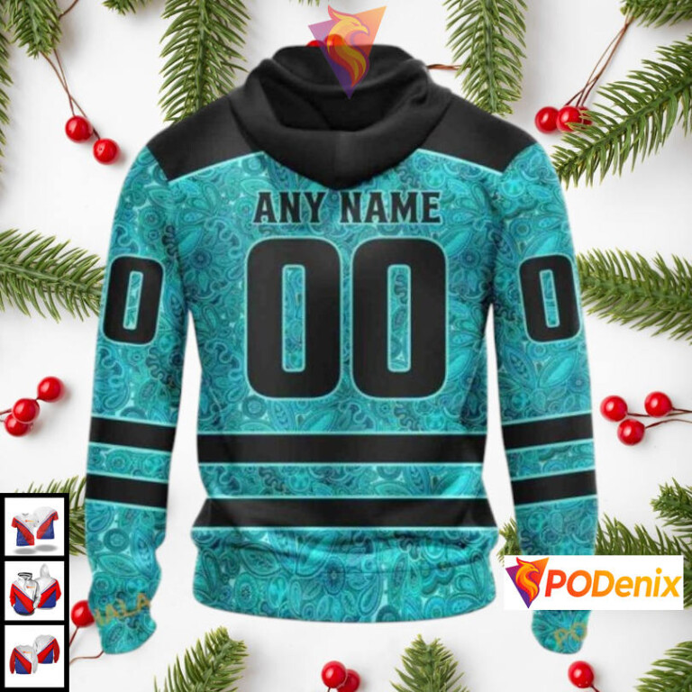Ovarian Cancer Awareness Design Custom Number Pittsburgh Penguins Hoodie NHL 3D - 1