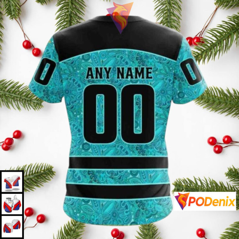 Ovarian Cancer Awareness Design Custom Number Pittsburgh Penguins Hoodie NHL 3D - 3