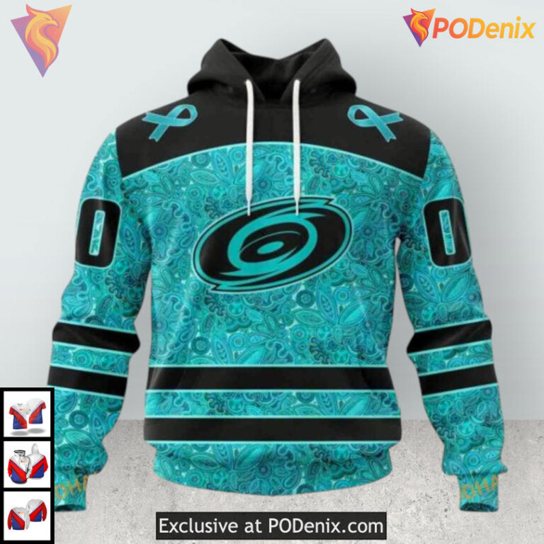 Ovarian Cancer Awareness Tribute Custom Name Carolina Hurricanes Hoodie 3D