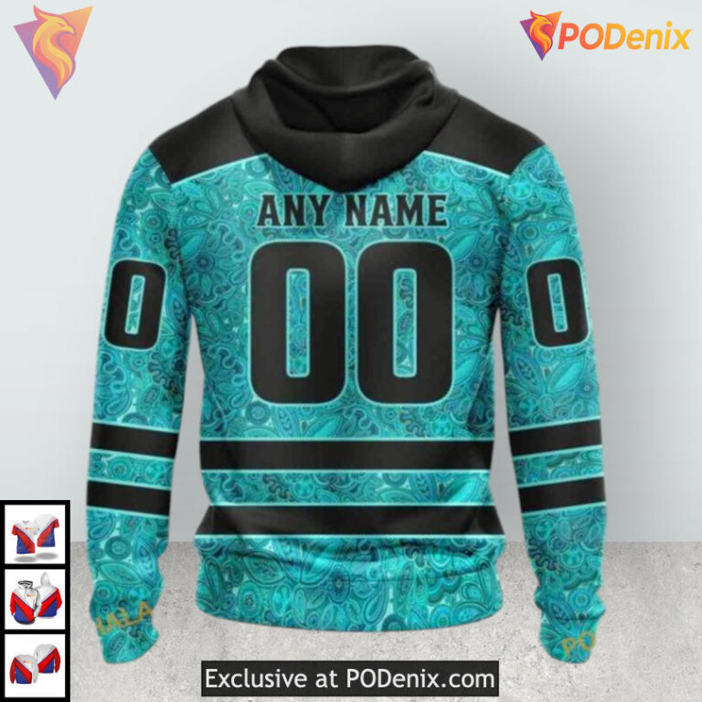 Ovarian Cancer Awareness Tribute Custom Name Carolina Hurricanes Hoodie 3D - 1