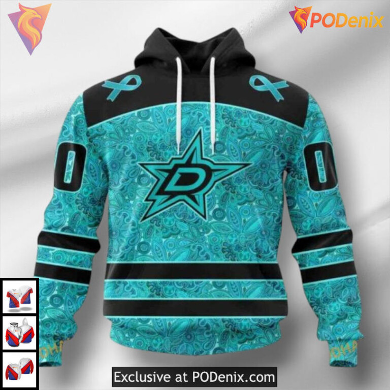 Ovarian Cancer Awareness Tribute Custom Name Dallas Stars Hoodie 3D